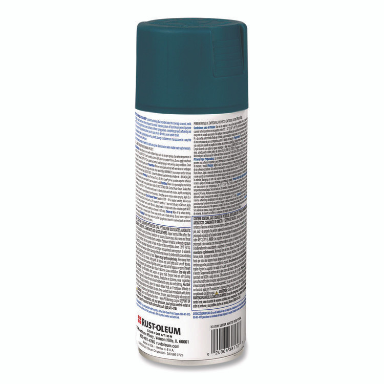 RUST-OLEUM CORPORATION 331185 Painter's Touch 2X Ultra Cover Spray Paint, Ultra Matte Teal, 12 oz Aerosol Can, 6/Carton