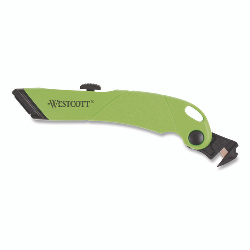 EVERSHARP PEN CO. Westcott® 00741 Ceramic Safety Cutter with Fold-Out Film Cutter, Plastic Handle, Green