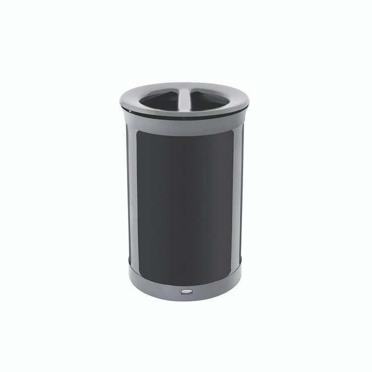 RUBBERMAID COMMERCIAL PROD. 2172841 ENHANCE Series Waste Receptacle, Dual Top Hole, 23 gal, Metal, Pearl Gray/Umbra Gray