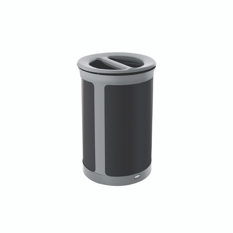 RUBBERMAID COMMERCIAL PROD. 2172841 ENHANCE Series Waste Receptacle, Dual Top Hole, 23 gal, Metal, Pearl Gray/Umbra Gray