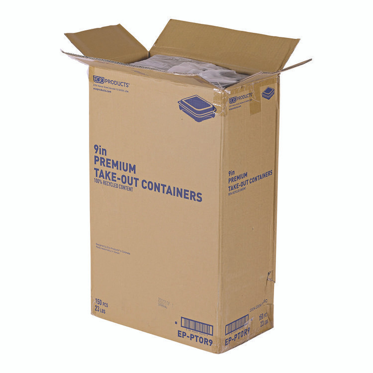 ECO-PRODUCTS,INC. EPPTOR9 100% Recycled Content 9" Premium Take Out Containers, 42 oz, 9 x 8.8 x 1.6, Black/Clear, Plastic, 50/Pack, 3 Packs/Carton