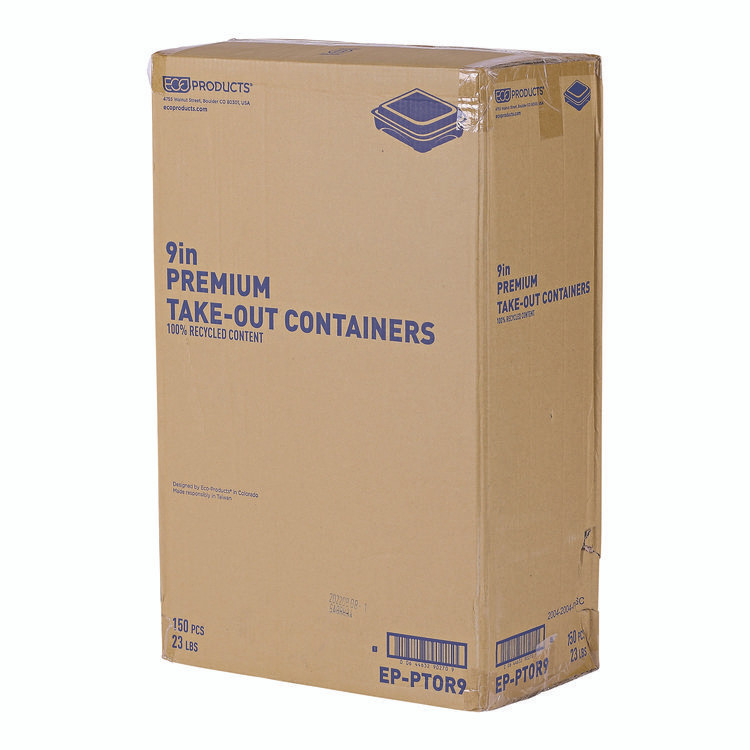ECO-PRODUCTS,INC. EPPTOR9 100% Recycled Content 9" Premium Take Out Containers, 42 oz, 9 x 8.8 x 1.6, Black/Clear, Plastic, 50/Pack, 3 Packs/Carton