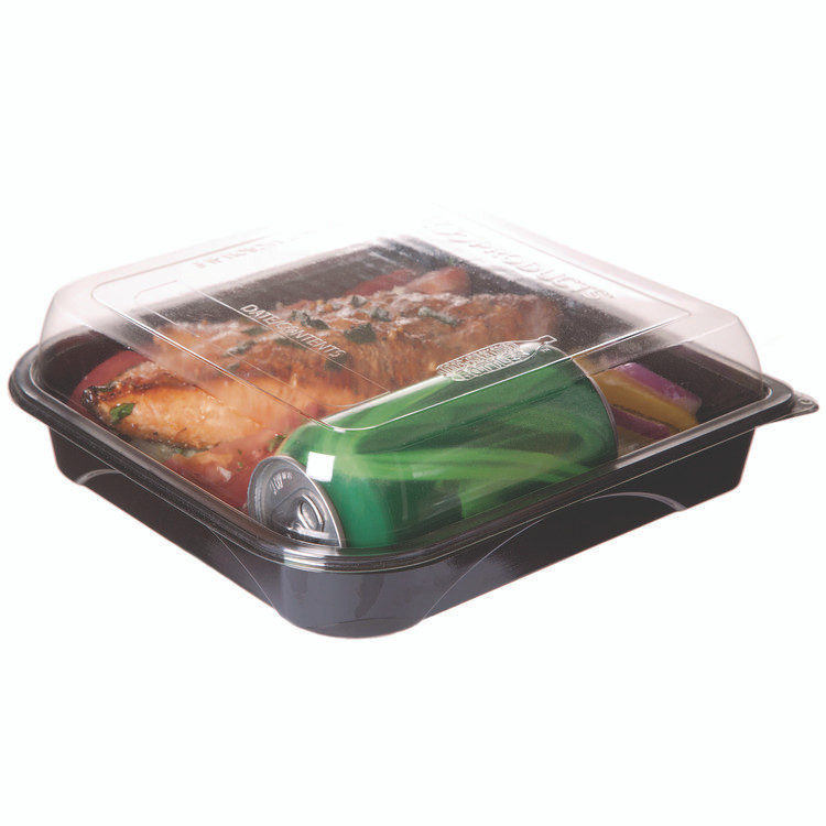 ECO-PRODUCTS,INC. EPPTOR9 100% Recycled Content 9" Premium Take Out Containers, 42 oz, 9 x 8.8 x 1.6, Black/Clear, Plastic, 50/Pack, 3 Packs/Carton