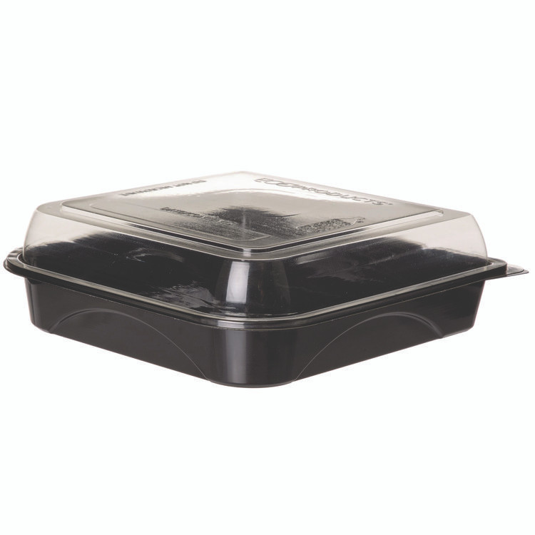 ECO-PRODUCTS,INC. EPPTOR9 100% Recycled Content 9" Premium Take Out Containers, 42 oz, 9 x 8.8 x 1.6, Black/Clear, Plastic, 50/Pack, 3 Packs/Carton