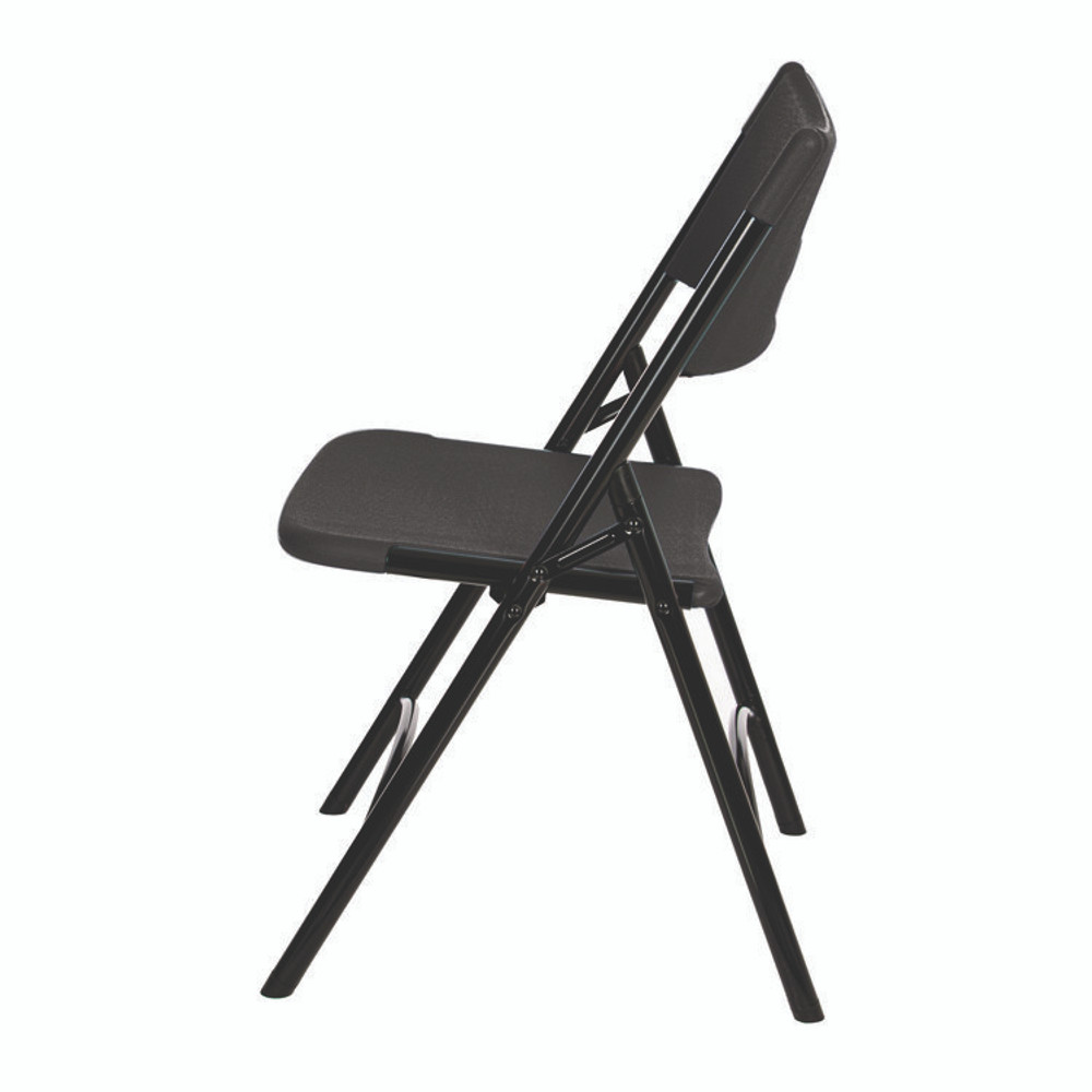 NATIONAL PUBLIC SEATING NPS® 610 600 Series Heavy Duty Plastic Folding Chair, Supports Up to 500 lb, 18" Seat Height, Black Seat/Back/Base, 4/Carton