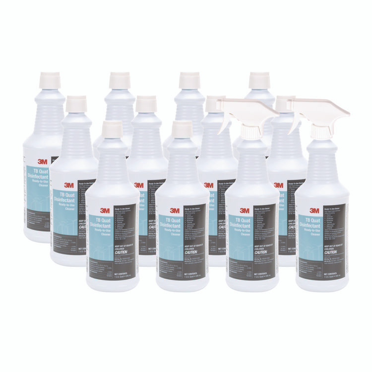 3M/COMMERCIAL TAPE DIV. 29612 TB Quat Disinfectant Ready-to-Use Cleaner, 32 oz Bottle, 12 Bottles and 2 Spray Triggers/Carton