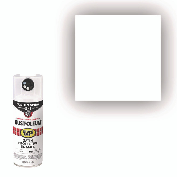 RUST-OLEUM CORPORATION 376870 Stops Rust 5-in-1 Spray Paint, Satin White, 12 oz Aerosol Can, 6/Carton