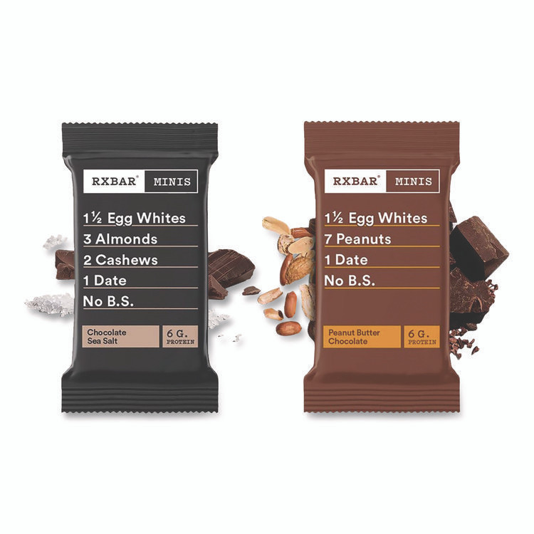 KELLOGG'S RXBAR® KEE00190 Minis Protein Bars, Chocolate Sea Salt and Peanut Butter Chocolate, 0.9 oz Bar, 8/Box