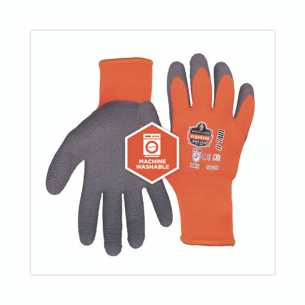 TENACIOUS HOLDINGS, INC. ergodyne® 17623 ProFlex 7401-CASE Coated Lightweight Winter Gloves, EN388: 2131X, 9" Long, Medium, Orange, Pair
