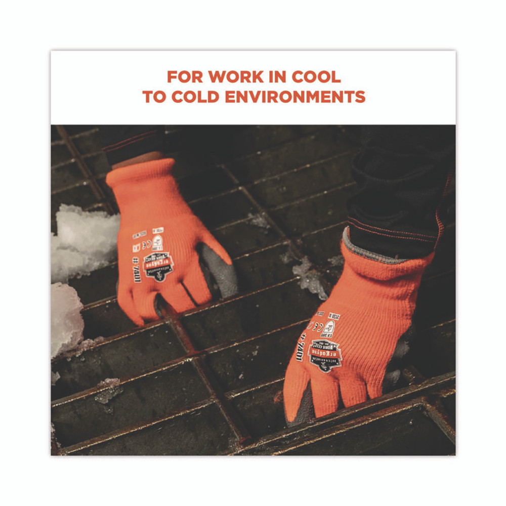 TENACIOUS HOLDINGS, INC. ergodyne® 17623 ProFlex 7401-CASE Coated Lightweight Winter Gloves, EN388: 2131X, 9" Long, Medium, Orange, Pair