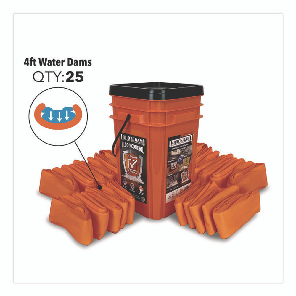 ABSORBENT SPECIALTY PRODUCTS Quick Dam™ WUGG425 Indoor Bucket Kit, (1) Bucket, (25) 4 ft Water Dams