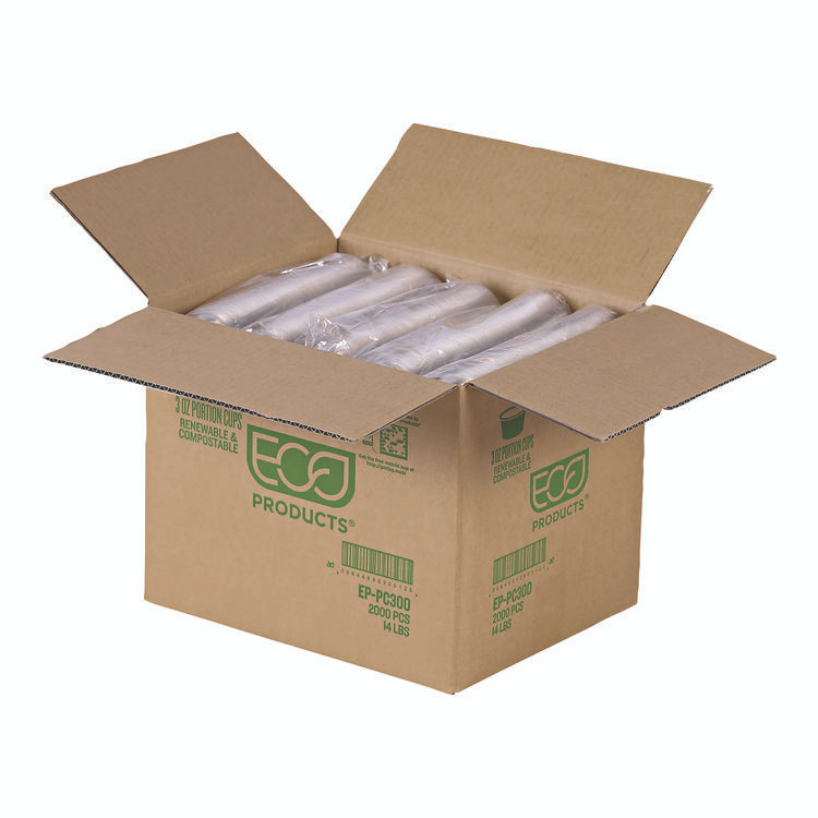 ECO-PRODUCTS,INC. EP-PC300 Renewable and Compostable Portion Cups, 3 oz, Plastic, Clear, 100/Pack, 20 Packs/Carton