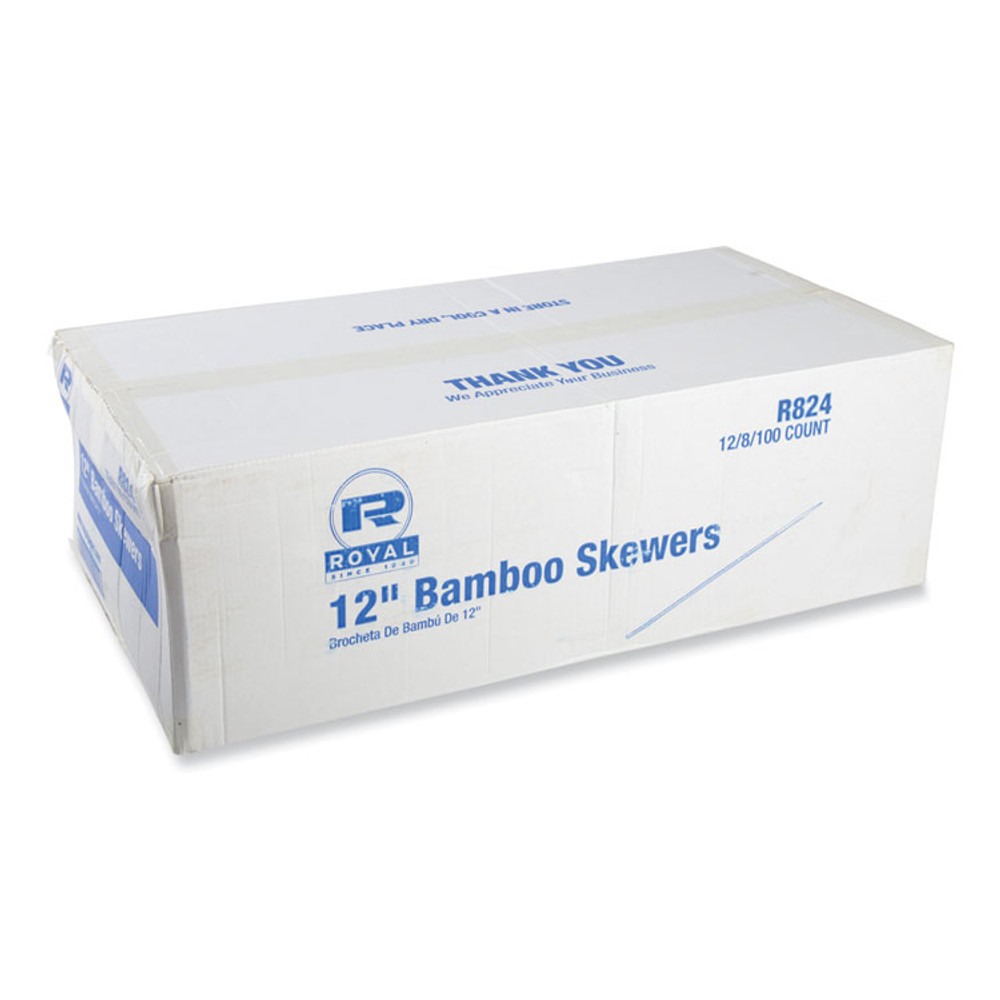 AMERCAREROYAL R824 Bamboo Skewers, Paper, 12", Natural, 9,600/Carton