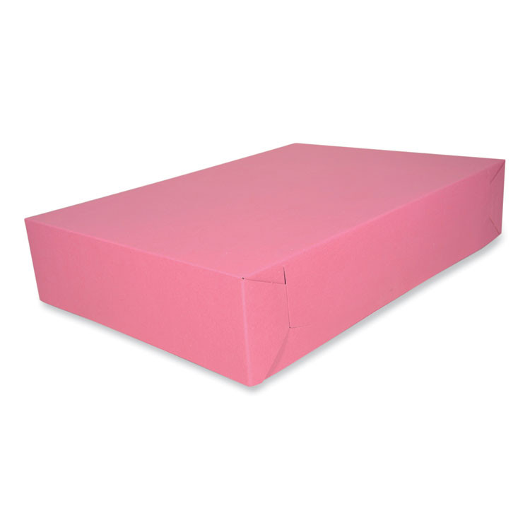 SOUTHERN CHAMPION TRAY SCT® 0894 Pink Two-Piece Non-Window Bakery Box, 19.5 x 14 x 4, Pink, Paper, 100/Carton