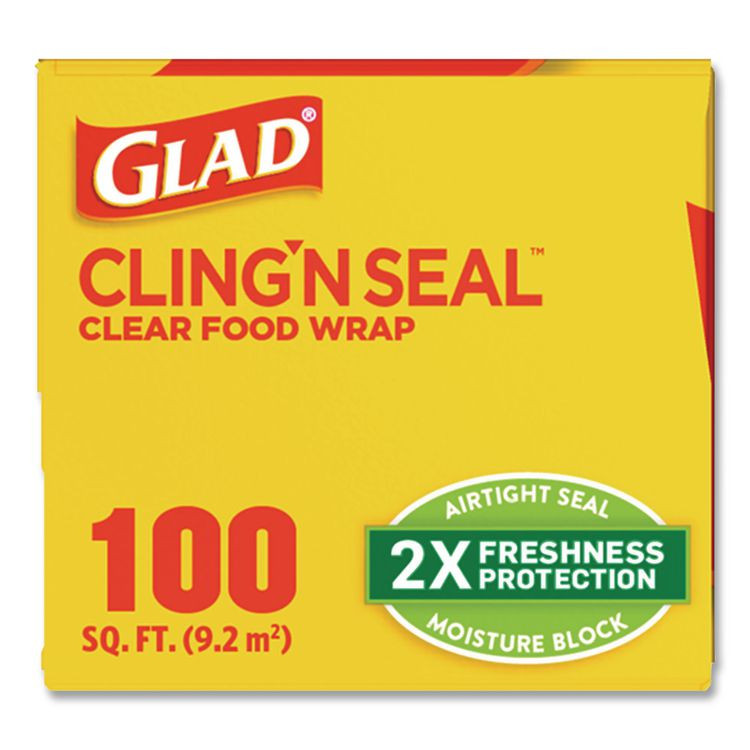 CLOROX SALES CO. Glad® 60684 Cling'N Seal Plastic Food Wrap, 12" x 33.3 yd, 100 sq ft Roll, 16 Rolls/Carton
