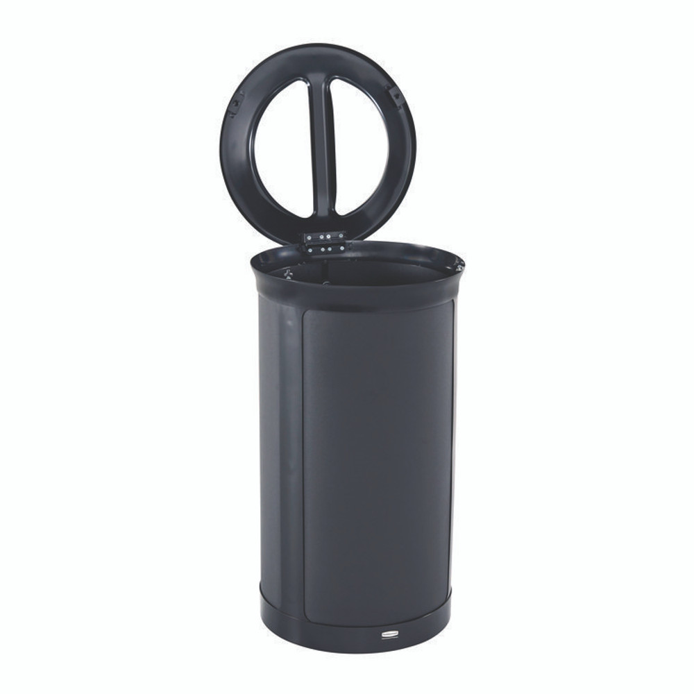 RUBBERMAID COMMERCIAL PROD. 2172848 ENHANCE Series Waste Receptacle, Dual Top Hole, 33 gal, Metal, Jet Black Metallic