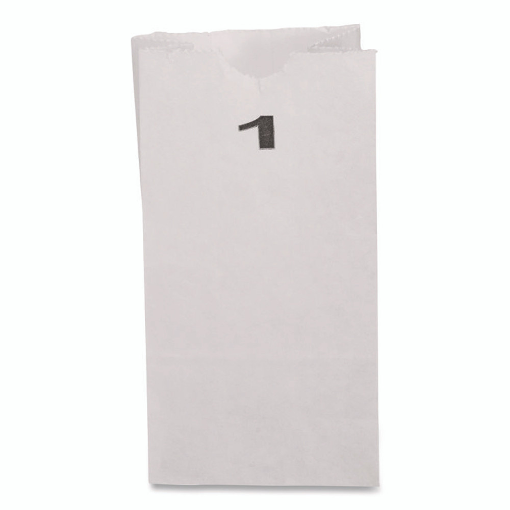 ROSS & WALLACE PAPER PRODUCTS, INC. GWHT1500 Grocery Paper Bags, 1# Size, 30# Basis Weight, 3.5" x 2.25" x 6.63", White, 500/Bundle