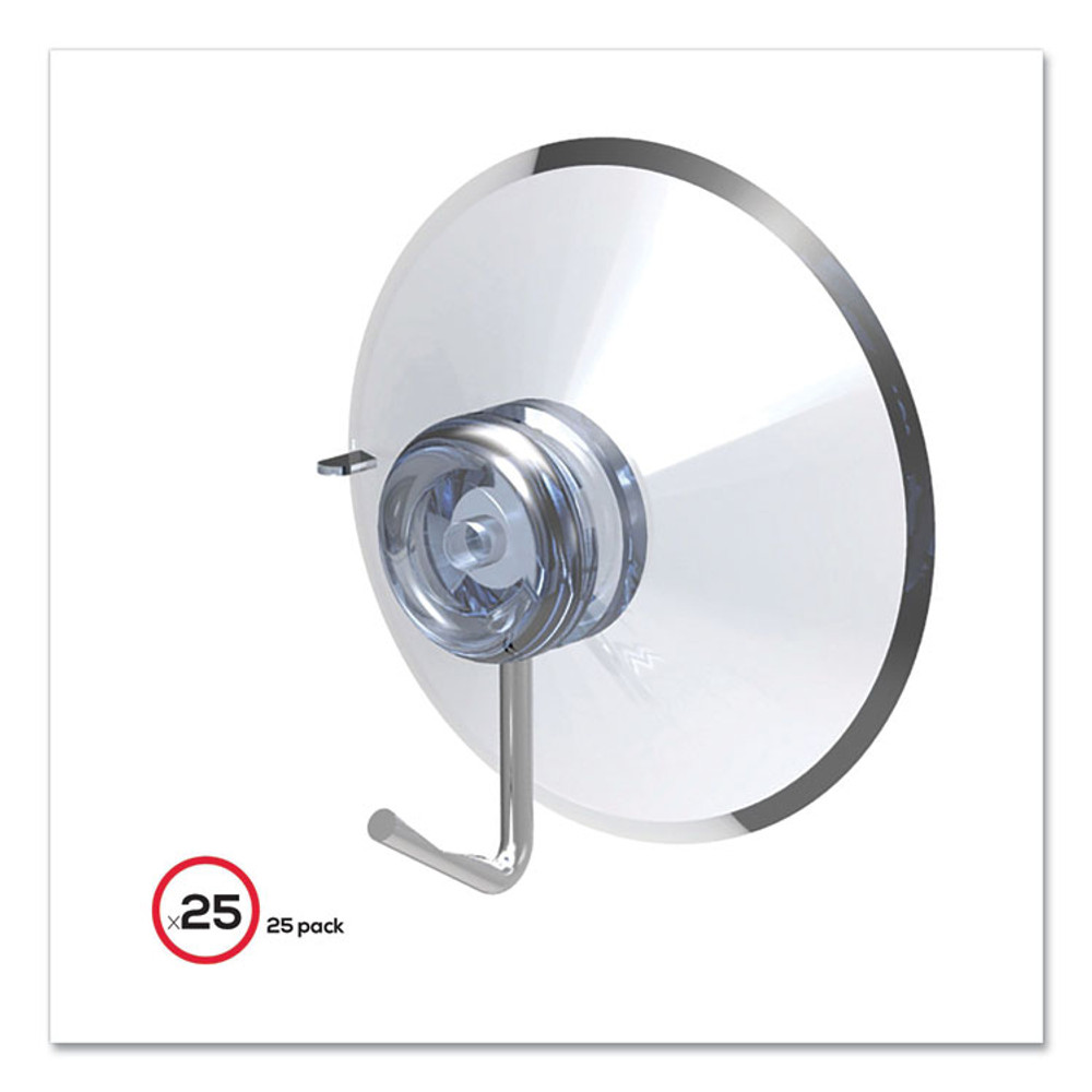 DEFLECTO CORPORATION 20011 Suction Cup with Hook, Metal Silver Hook, 25/Pack