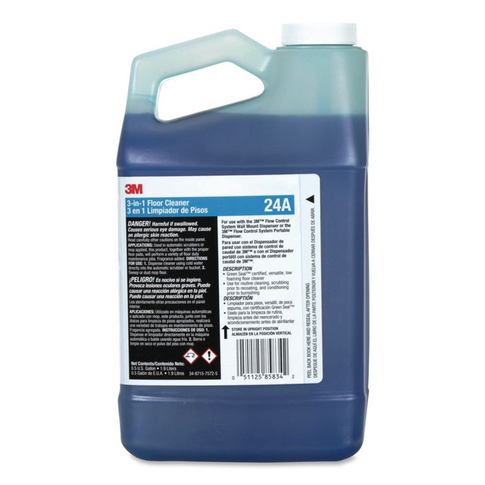 3M/COMMERCIAL TAPE DIV. 24A 3-in-1 Floor Cleaner Concentrate 24A, Fresh Scent, 0.5 gal Bottle, 4/Carton