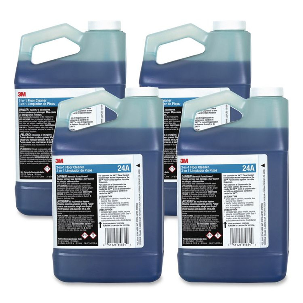 3M/COMMERCIAL TAPE DIV. 24A 3-in-1 Floor Cleaner Concentrate 24A, Fresh Scent, 0.5 gal Bottle, 4/Carton