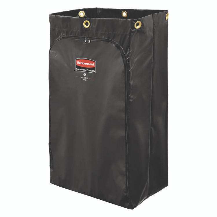 RUBBERMAID COMMERCIAL PROD. 1966720 Zippered Vinyl Cleaning Cart Bag for Rubbermaid Commercial FG6173-88, 24 gal, 6.5" x 9.13" x 17.25", Black, 4/Carton