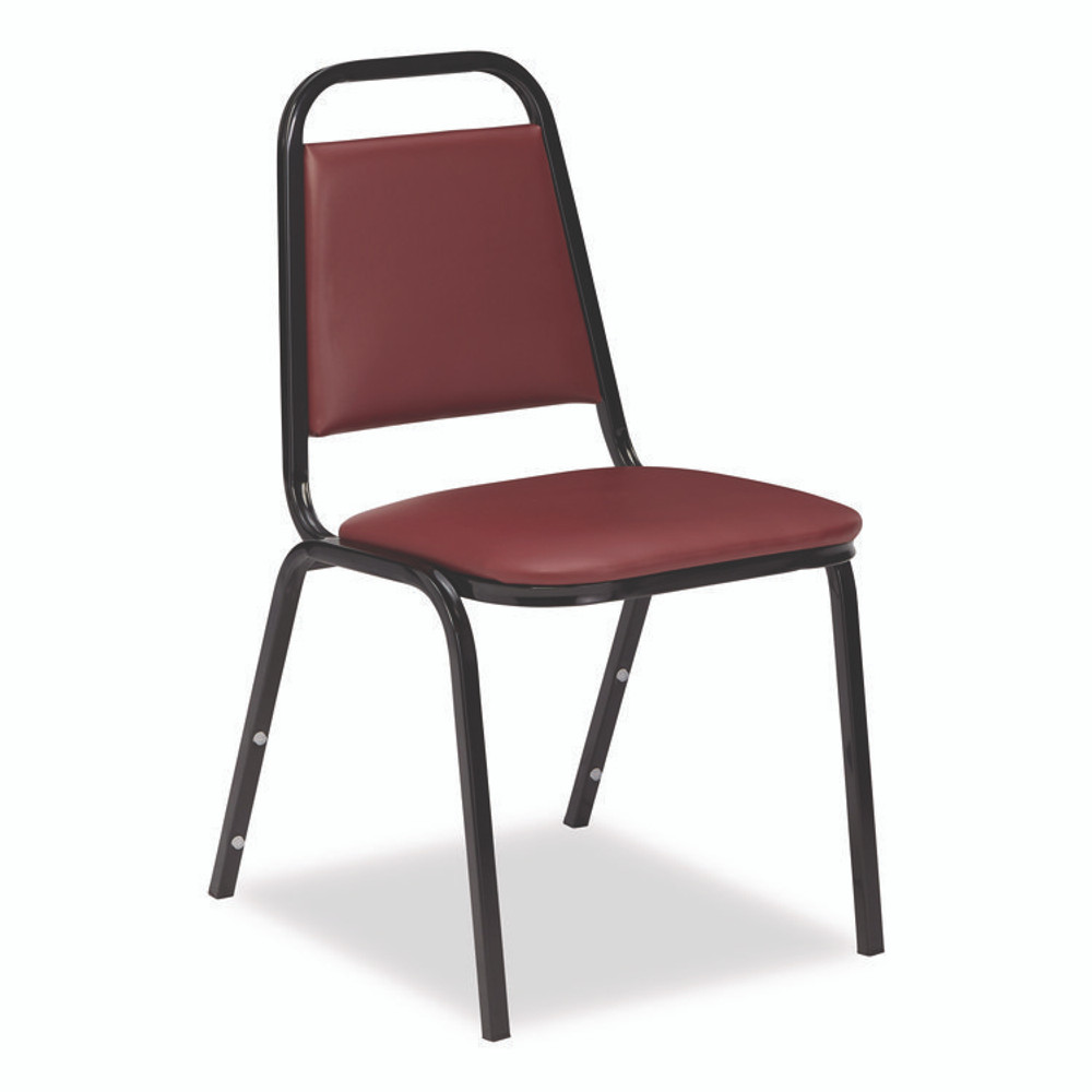 NATIONAL PUBLIC SEATING NPS® 9108B4 9100 Series Vinyl Upholstered Stack Chair, Supports Up to 300 lbs, 18" Seat Height, Burgundy Seat/Back, Black Base, 4/Carton