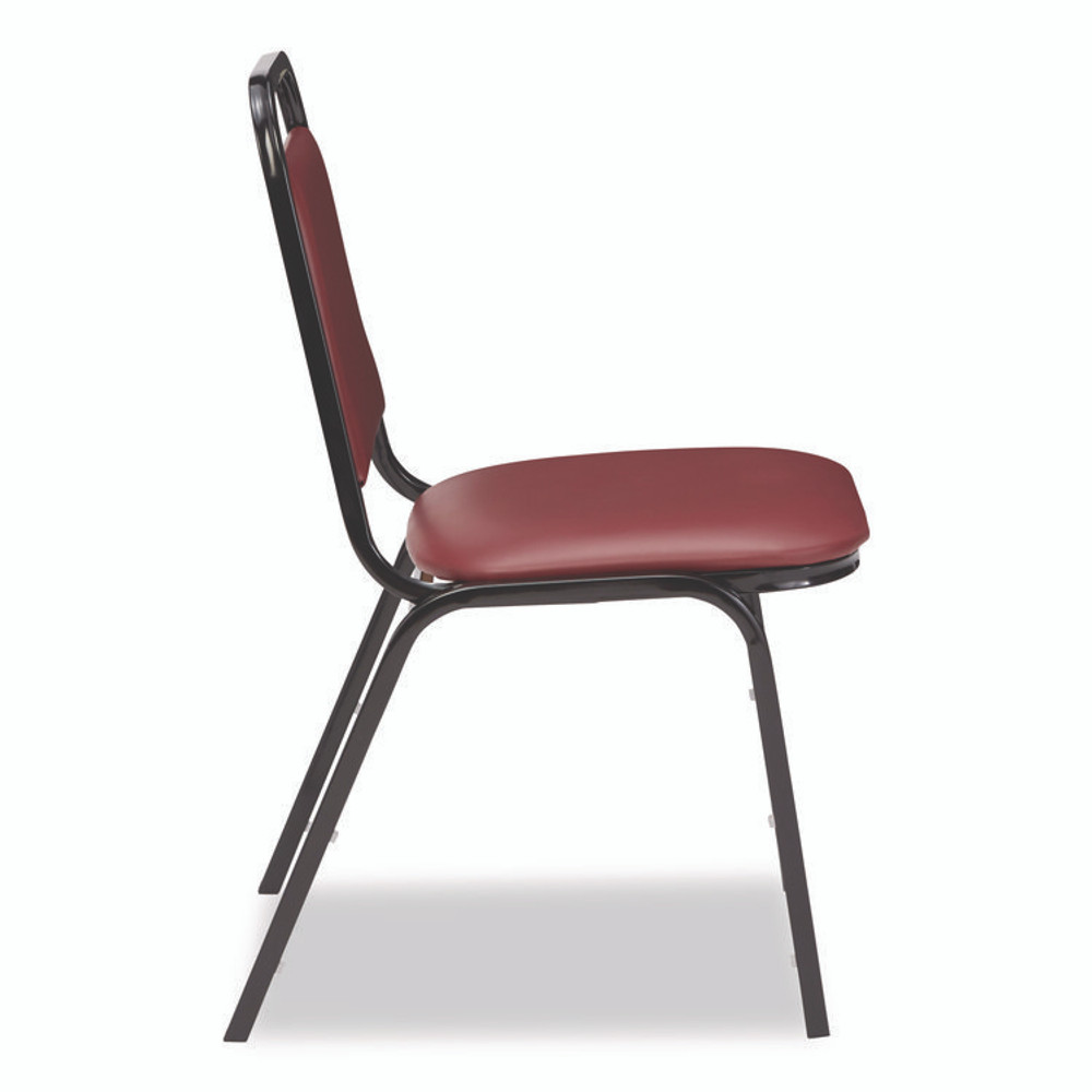 NATIONAL PUBLIC SEATING NPS® 9108B4 9100 Series Vinyl Upholstered Stack Chair, Supports Up to 300 lbs, 18" Seat Height, Burgundy Seat/Back, Black Base, 4/Carton