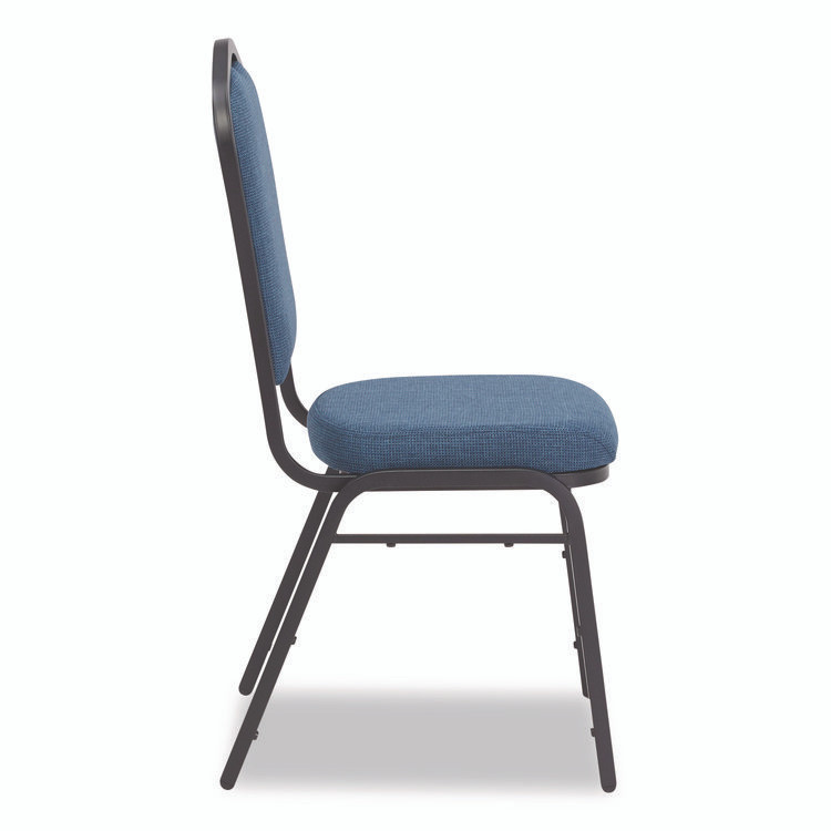 NATIONAL PUBLIC SEATING NPS® 9374BT2 9300 Series Deluxe Upholstered Stack Chair, Fabric, Supports 500 lb, 19" Seat Ht, Natural Blue Seat/Back, Black Base, 2/Pack
