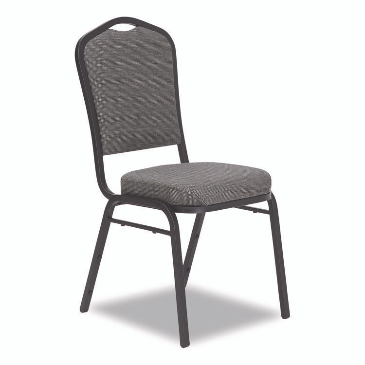 NATIONAL PUBLIC SEATING NPS® 9362BT2 9300 Series Deluxe Upholstered Stack Chair, Fabric, Supports 500 lb,19" Seat Ht, Nat Graystone Seat/Back, Black Base, 2/PK