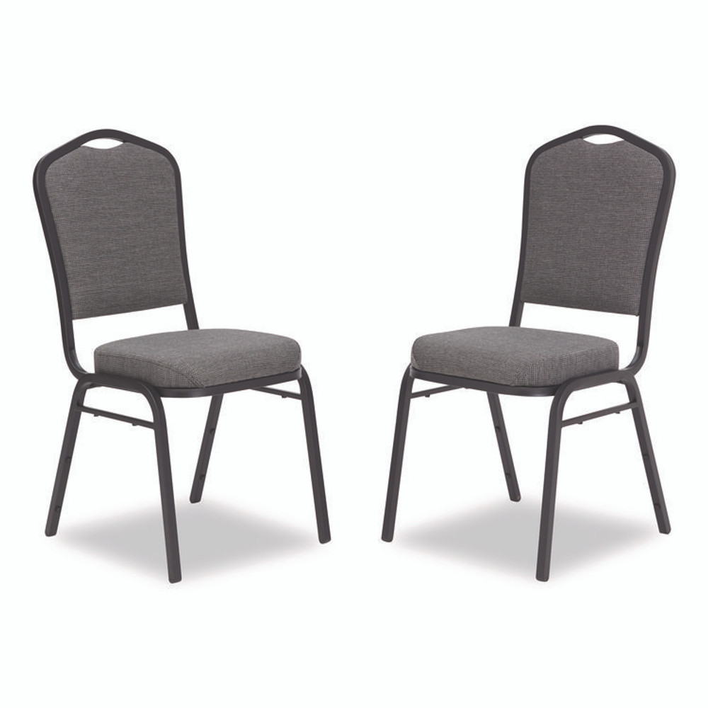 NATIONAL PUBLIC SEATING NPS® 9362BT2 9300 Series Deluxe Upholstered Stack Chair, Fabric, Supports 500 lb,19" Seat Ht, Nat Graystone Seat/Back, Black Base, 2/PK