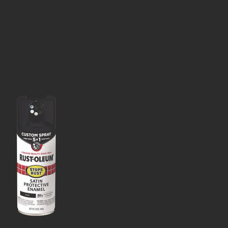 RUST-OLEUM CORPORATION 376869EA Stops Rust 5-in-1 Spray Paint, Satin Black, 12 oz Aerosol Can