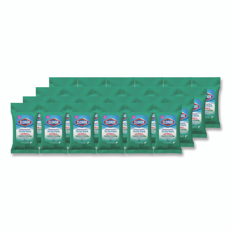 CLOROX SALES CO. 60133 Disinfecting Wipes, On the Go Bleach Free Travel Wipes, 1-Ply, 6.53 x 2.79, Fresh Scent, White, 9/Pack, 24 Packs/Carton