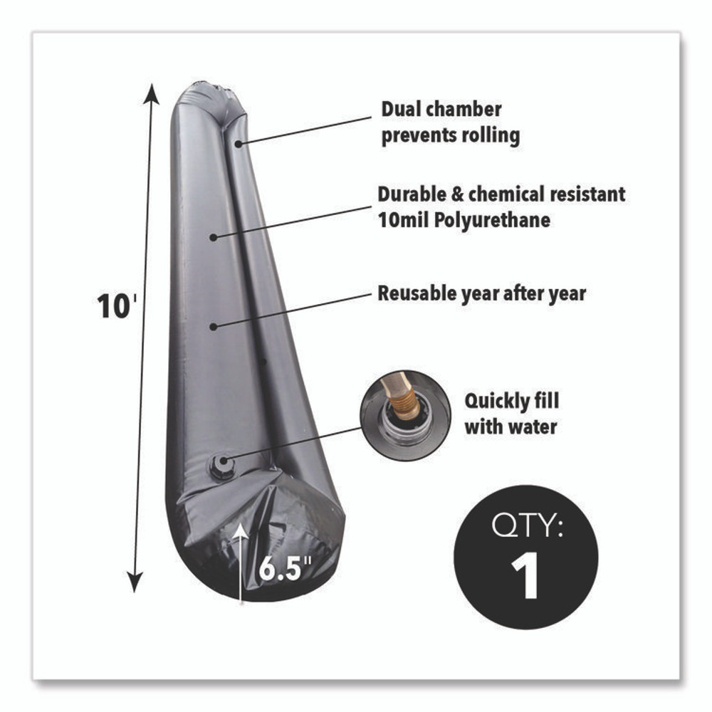 ABSORBENT SPECIALTY PRODUCTS Quick Dam QDWC610 Water Curbs, 6.5" x 10 ft x 6.5"