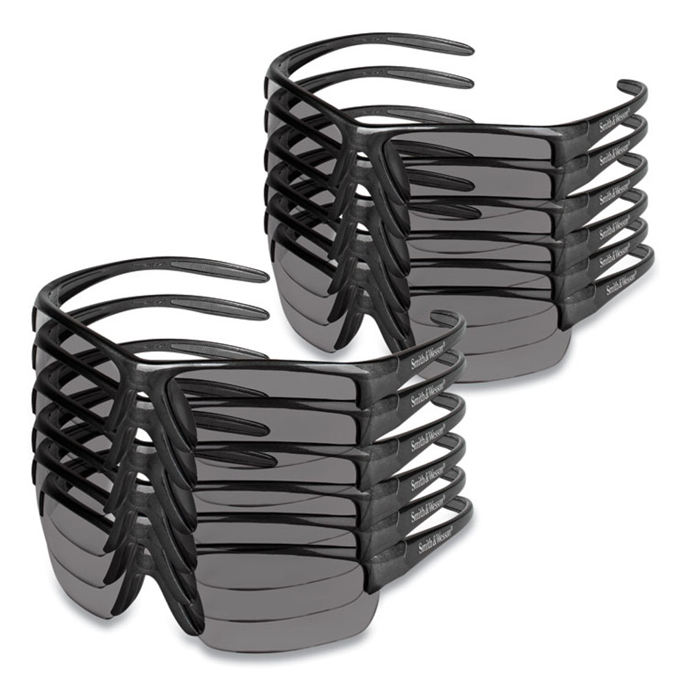SMITH AND WESSON KleenGuard™ 21297 Equalizer Safety Glasses, Gunmetal Frame, Smoke Lens, 12/Box