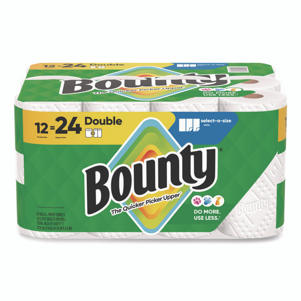 PROCTER & GAMBLE Bounty® 15705 Select-a-Size Kitchen Roll Paper Towels, 2-Ply, 5.9 x 11, White, 82 Sheets/Double Roll, 12 Rolls/Carton
