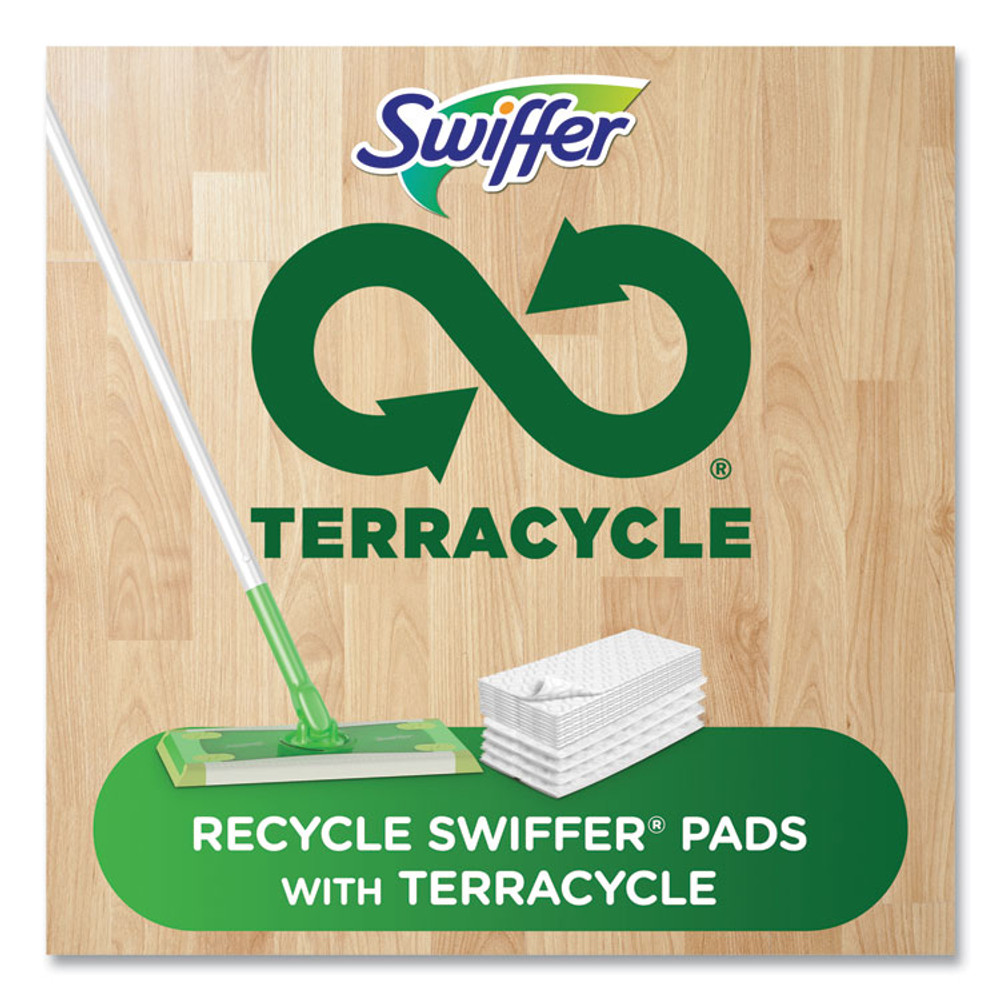 PROCTER & GAMBLE Swiffer® 75725 Sweeper Mop, 10 x 4.8 White, Cloth Head, 46" Green/Silver Aluminum/Plastic Handle, 6/Carton