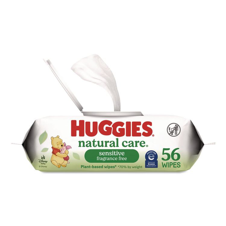 KIMBERLY CLARK Huggies® 31803 Natural Care Sensitive Baby Wipes, 1-Ply, 3.88 x 6.6, Unscented, White, 56/Pack, 8 Packs/Carton