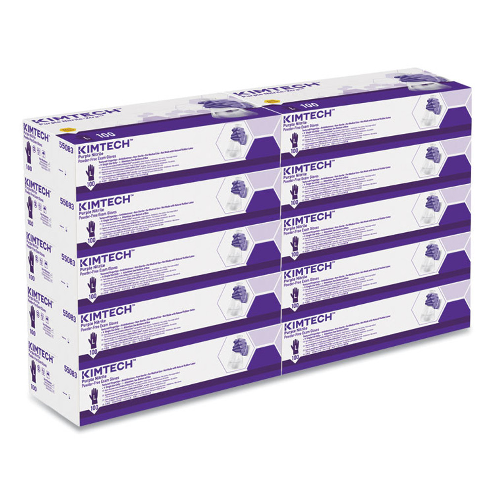KIMBERLY-CLARK PROFESSIONAL Kimtech™ 55083CT PURPLE NITRILE Exam Gloves, Powder-Free, Large, 6 mil Thick, 9.5" Long, Purple, 100/Box, 10 Boxes/Carton