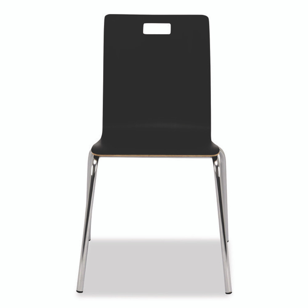 NATIONAL PUBLIC SEATING NPS® BCC234 Bushwick Series Bentwood Chair, Supports Up to 500 lb, 18" Seat Height, Black Seat, Black Back, Chrome Base, 4/Pack