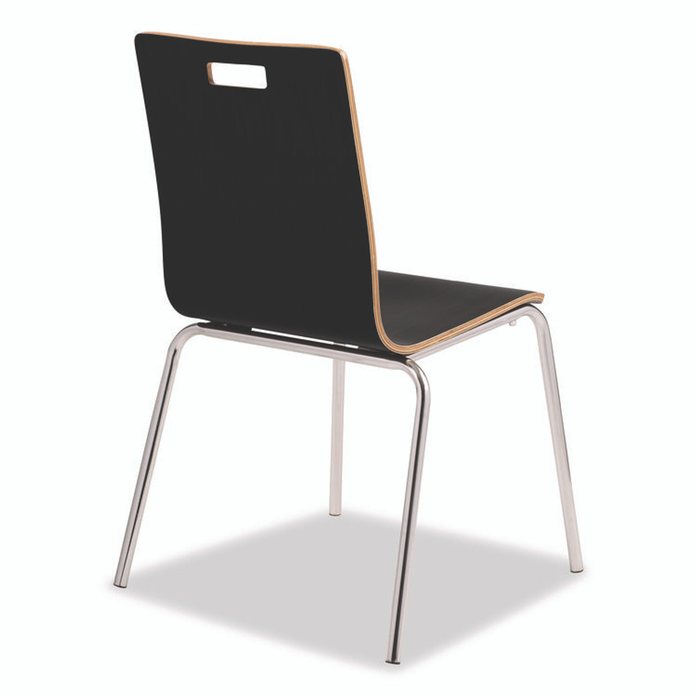 NATIONAL PUBLIC SEATING NPS® BCC234 Bushwick Series Bentwood Chair, Supports Up to 500 lb, 18" Seat Height, Black Seat, Black Back, Chrome Base, 4/Pack