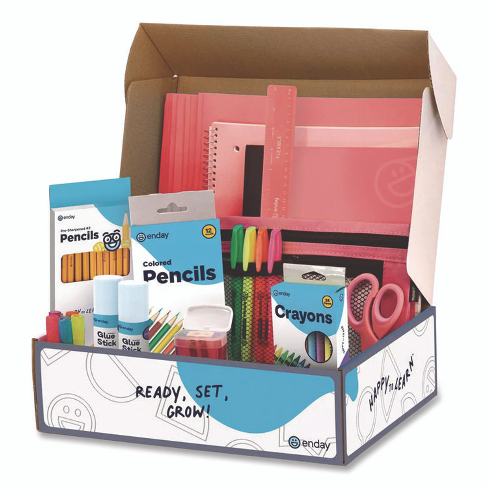 MIX N MORE enday 1319 Back to School Supplies Kit for Grades K-5, Red