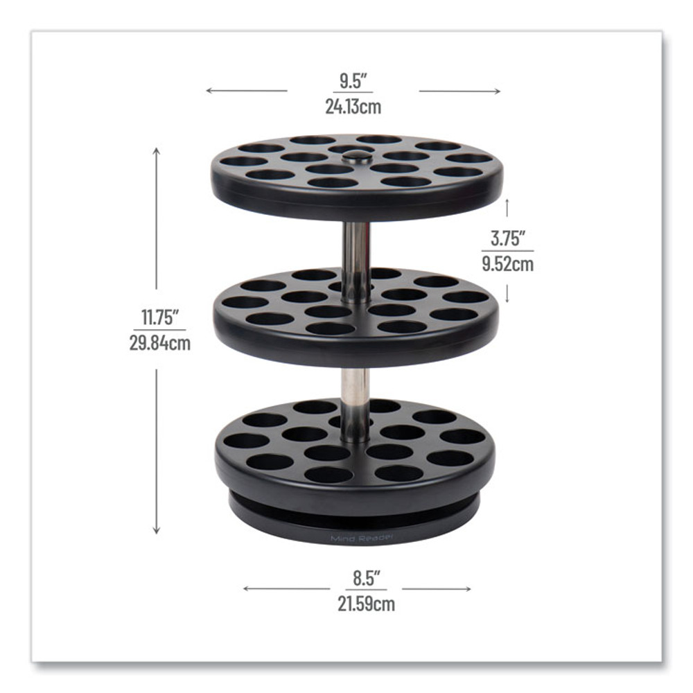 EMS MIND READER LLC PODSUS45BLK Anchor Collection 3-Tier Single Serve Pod Carousel Countertop Organizer, 9.5 x 9.5 x 11.75, Black
