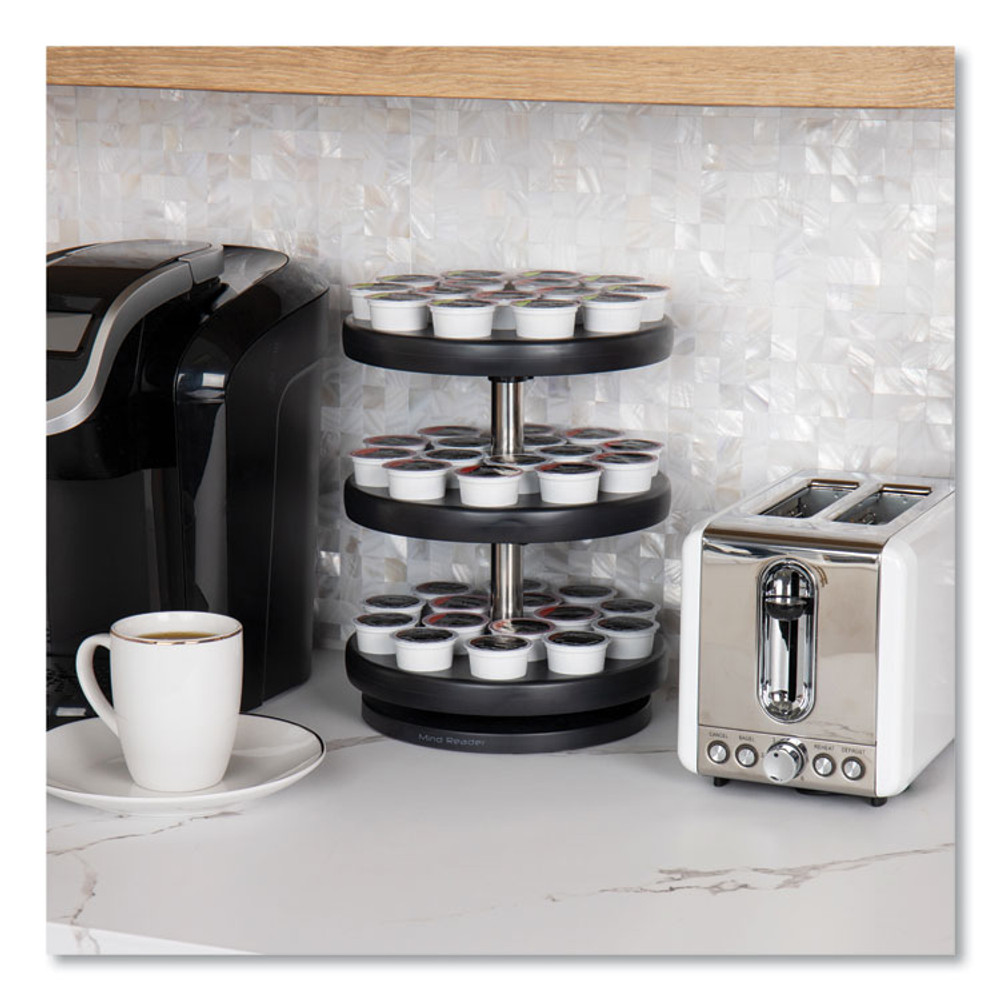 EMS MIND READER LLC PODSUS45BLK Anchor Collection 3-Tier Single Serve Pod Carousel Countertop Organizer, 9.5 x 9.5 x 11.75, Black