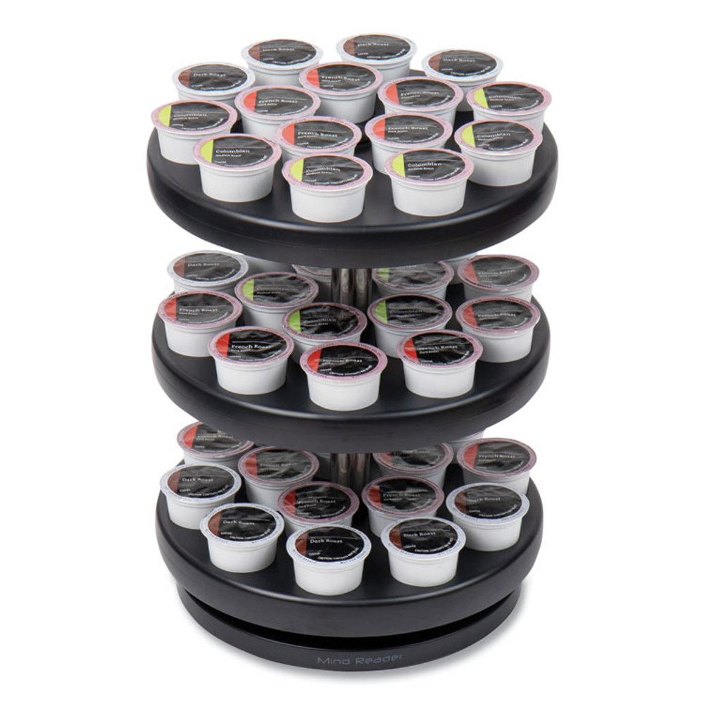 EMS MIND READER LLC PODSUS45BLK Anchor Collection 3-Tier Single Serve Pod Carousel Countertop Organizer, 9.5 x 9.5 x 11.75, Black