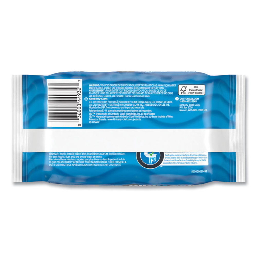 KIMBERLY CLARK Cottonelle® 44932CT Fresh Care Flushable Cleansing Cloths, 1-Ply, 3.75 x 5.5, White, 42/Pack, 12 Packs/Carton