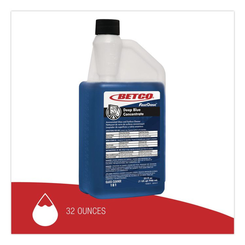 BETCO CORPORATION 1814800 Deep Blue Glass and Surface Cleaner, 32 oz Bottle, 6/Carton