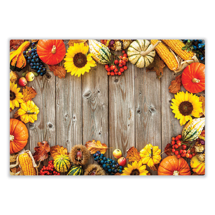 HOFFMASTER 702081 Placemats, Three Autumn Days Photo Designs, Smooth Surface, Straight Edges, 14" x 10", Multicolor, 1,000/Carton