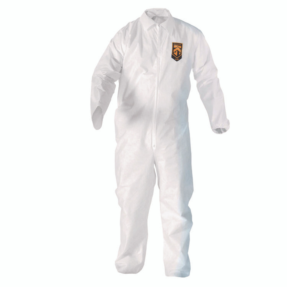 SMITH AND WESSON KleenGuard™ 49103 A20 Breathable Particle Protection Coveralls, Zip Front, Elastic Back, Wrists, Ankles, Large, White, 24/Carton