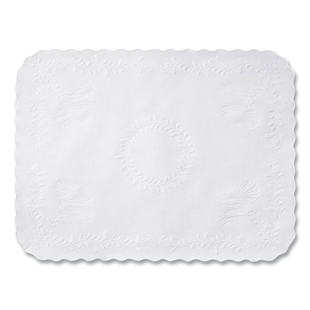 HOFFMASTER TC8704462 Anniversary Embossed Scalloped Edge Traymat, 14 x 19, White, 2,000/Carton