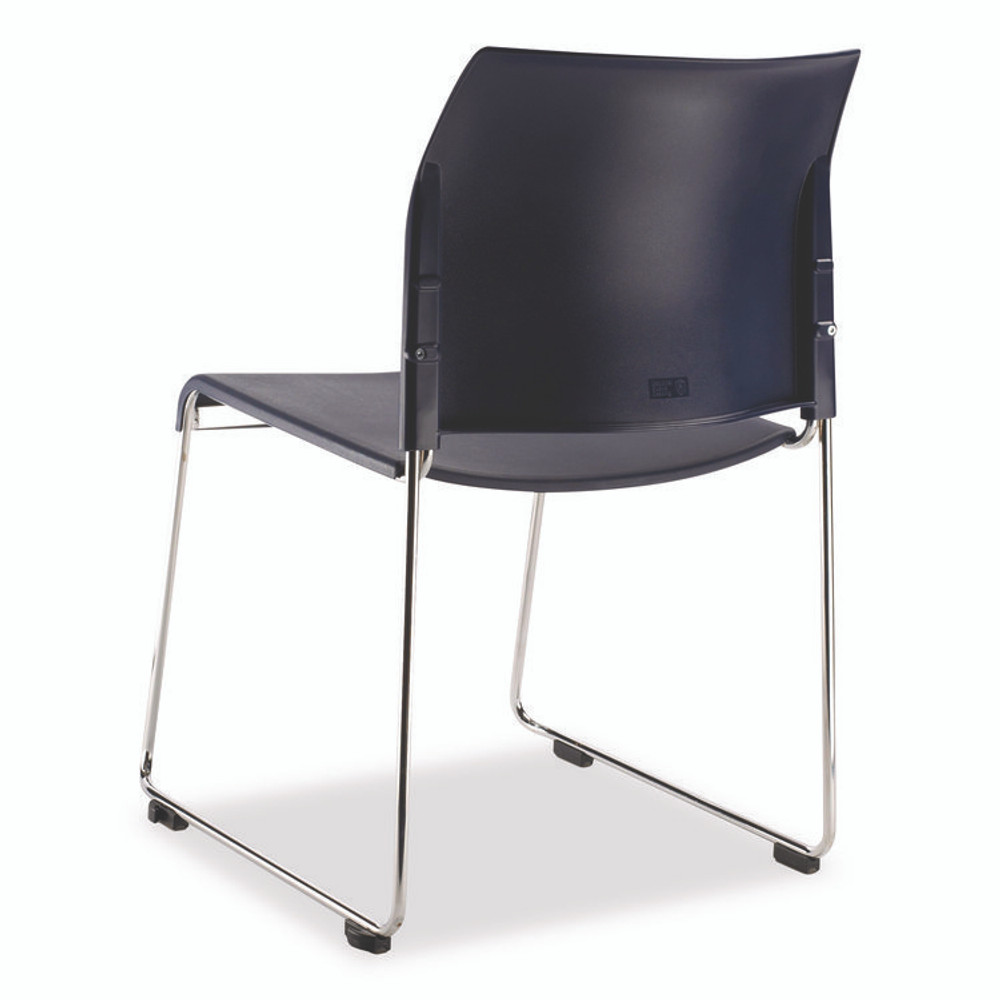 NATIONAL PUBLIC SEATING NPS® 880411044 8800 Series Cafetorium Plastic Stack Chair, Supports Up to 500 lb, 18" Seat Height, Blue Seat/Back, Chrome Base, 4/Pack